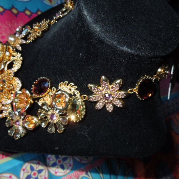 NWT Miriam Haskell Flower Statement Necklace - Picture 5 of 8